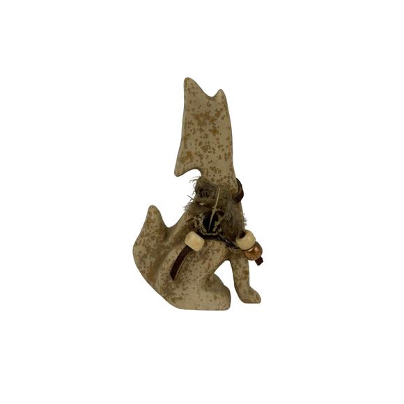 Howling Coyote Wolf Dog Statue Figure Southwestern Folk-art Ceramic Hollow 4.25” - Picture 1 of 4